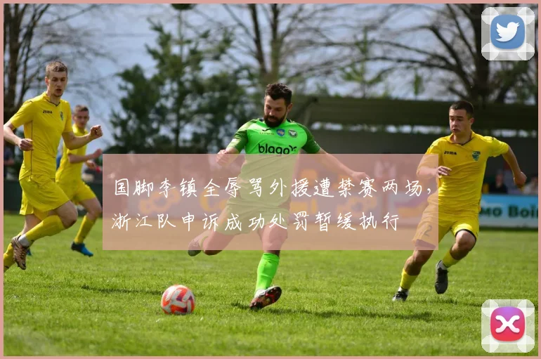 国脚李镇全辱骂外援遭禁赛两场，浙江队申诉成功处罚暂缓执行